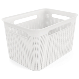 Boîte de rangement Rotho BRISEN, volume 16 l, structure perforée, empilable, sans couvercle, L 360 x l 262 x H 211 mm, PP recyclé, blanc