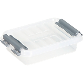 Boîte de rangement Sunware Q-line - couvercle - clips de fermeture - transparent - L 118 x l 77 x H 30 mm - 0,2 l