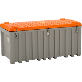 Boîte de transport et de plateforme CEMO CEMbox 750, polyéthylène, 750 l, L 1700 x l 840 x H 800 mm, empilable, avec porte latérale, gris/orange