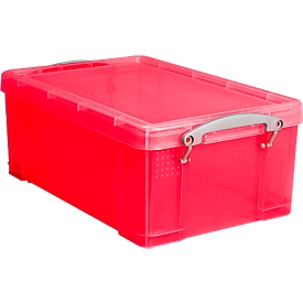 Boîte, plastique, rouge transparent, 9 L