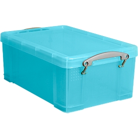 Boîte, plastique, turquoise transparent, 9 L