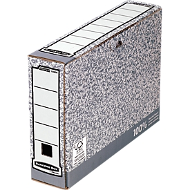 Boîtes d'archives Bankers Box - en carton recyclé FSC - dos 80 mm - blanc-gris - 10 pièces