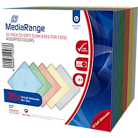 Boîtiers CD/DVD, incassable, classement par couleur, slim case, 20 p.