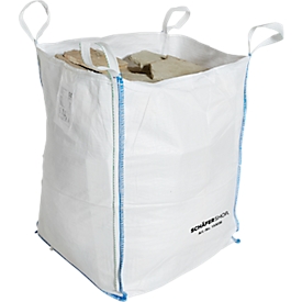 Bolsa para contenedores Schäfer Shop Genius Big Bag, abierta, hasta 1,5 t, 4 lazos de elevación, 5 piezas, ancho 900 x fondo 900 x alto 1200 mm, blanco