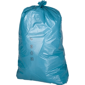 Bolsas de basura premium, material LDPE, azul, 120 litros, 250 unidades