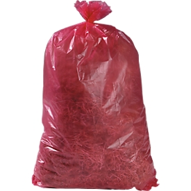 Bolsas de basura premium, material LDPE, rojo, 120 litros, 250 unidades