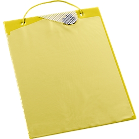 Bolsillos con cierre de velcro y compartimento para archivar, tamaño A4, amarillo