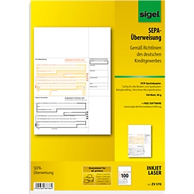 Bons PC pour virement SEPA ZV570, sigel® 100 p.