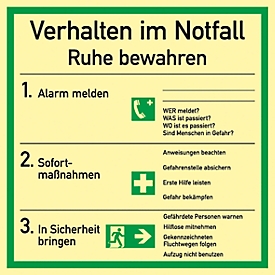 Bord met veiligheidsinstructies (noodgeval)