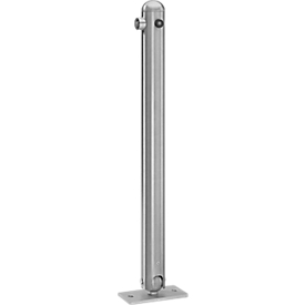 Borne en inox, avec hémisphère, rabattable, avec serrure à cylindre pompier triangulaire