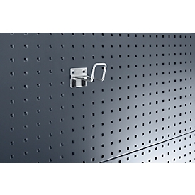 Bott Doppel-Bügelhaken Perfo, L 200 mm, senkrechtes und geschlossenes hohes Hakenende, mit breiter Grundplatte, Metall verzinkt, silber, 5 Stück