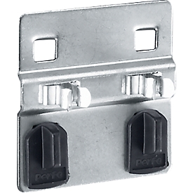 Bott Doppel-Werkzeugklemme Perfo, Ø 6-9 mm, drehbar, mit breiter Grundplatte, B 60 x T 20 x H 60 mm, Metall verzinkt, silber, 5 Stück