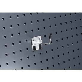 Bott Perfo Plus beugelhaak, B 25 mm, verhoogd haakuiteinde, met brede bodemplaat, gegalvaniseerd metaal, zilver, 5 stuks