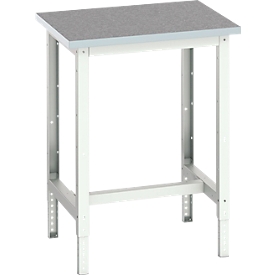 Bott verso werkbank, linoleum werkblad, met kruisschoorset, B 700 x D 600 x H 780 - 930 mm, lichtgrijs