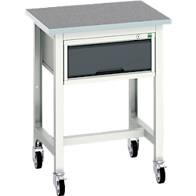 Bott verso werkbank, linoleumblad, 1 lade, met kruisschoorset, B 700 x D 600 x H 930 mm, lichtgrijs / antracietgrijs