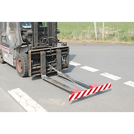 Bouclier pour fourches de chariot de levage, conformément à la réglementation allemande StVZO § 30c (1), laqué