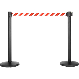 Boundary post with tape, set of 2, black, red/white tape