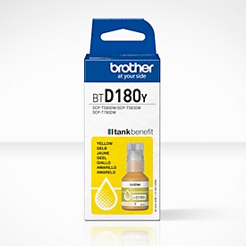 Bouteille d'encre originale Brother BTD180Y, pack individuel, jaune, env. 5000 pages