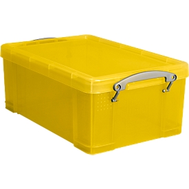 Box, kunststof, transparant geel, 9 l