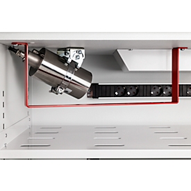 Brandbestrijdingssysteem met beschermbeugel voor ION-ULTRA-90 veiligheidskasten, automatische ontgrendeling, voor 1200 mm kastbreedte