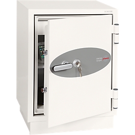 Brandbeveiligingskast FS 0441, sleutelslot, B 500 x D 500 x D 640 mm, staal, signaalwit RAL 9003, sleutelslot.