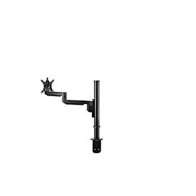 Bras de moniteur BakkerElkhuizen Filex Galaxy Flex Single, pour 1 écran jusqu'à 12 kg, réglable en hauteur et en profondeur, orientable et inclinable, avec pince de table, noir