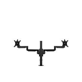 Bras de moniteur BakkerElkhuizen Filex Galaxy Modular Dual, pour 2 écrans jusqu'à 12 kg, réglable en hauteur et en profondeur, pivotant et inclinable, avec pince de table, noir