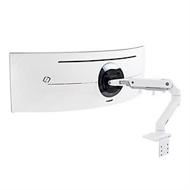 Bras de moniteur ergotron® HX Desk, support de table, pour écrans jusqu'à 42″ &amp; jusqu'à 19 kg, réglable en hauteur et en profondeur, inclinable, VESA, blanc.