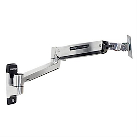 Bras de moniteur ergotron® LX HD Sit-Stand, support mural, pour 1 écran jusqu'à 46″ &amp; jusqu'à 13,6 kg, réglable en hauteur et en profondeur, VESA, aluminium poli.