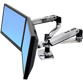 Bras double LX Ergotron pour montage sur bureau