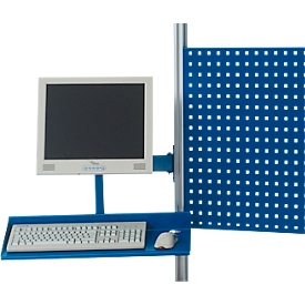 Bras pivotant Rau pour systèmes de postes de travail série E, avec support pour écran plat, support pour clavier et souris, L 645 x P 330 x H 440 mm, jusqu'à 15 kg