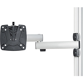 Bras pivotant Rau, VESA 75/100, 3 articulations, QuickRelease, capacité de charge 10 kg, L 130 x P 450 x H 130 mm, noir/argenté