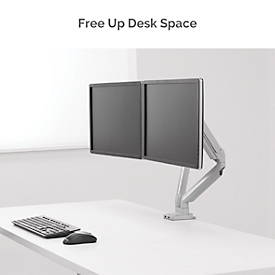 Bras porte-écrans double Platinium - pour 2 écrans jusqu'à 32″ &amp; jusqu'à 8 kg - 2 ports USB - gestion des câbles - argenté