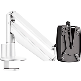 Bras pour écran CLU I C Novus, pour 1 écran jusqu'à 7 kg, avec support de table, inclinable/pivotant/à hauteur ajustable, blanc