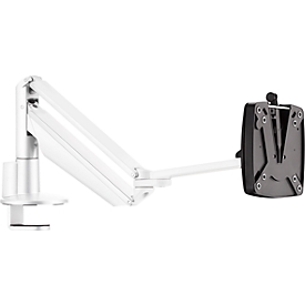 Bras pour écran CLU III C Novus, pour 1 écran jusqu'à 7 kg, avec support de table, inclinable/pivotant/à hauteur ajustable, blanc