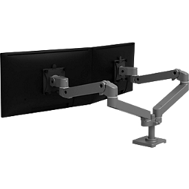 Bras pour écran Ergotron LX Pro Dual, pour 2 écrans côte à côte, jusqu'à 27″, inclinable/pivotant/rotatif, réglable en hauteur, support de table, VESA, métal, gris foncé