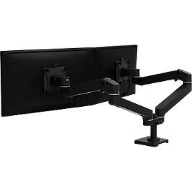 Bras pour écran Ergotron LX Pro Dual, pour 2 écrans côte à côte, jusqu'à 27″, inclinable/pivotant/rotatif, réglable en hauteur, support de table, VESA, métal, noir