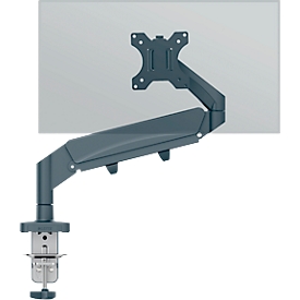 Bras pour écran Leitz Ergo Single, pour écrans jusqu'à 32" &amp; jusqu'à 9 kg, pivotant et inclinable, réglable en hauteur, passage de câbles, VESA, gris foncé
