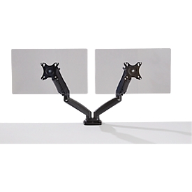 Brazo para monitor Schäfer Shop Select MX8-124, para 2 pantallas de hasta 32″ y hasta 8 kg, inclinable/giratorio/giratorio, regulable en altura, guía de cables, VESA, abrazadera de mesa.