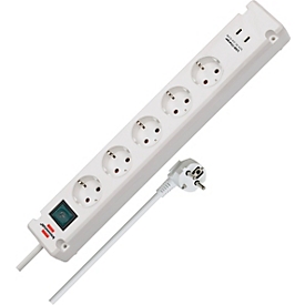 Brennenstuhl Bremounta Steckdosenleiste, 5-fach, 2 USB-C, 90° Anordnung, 3m Kabel, IP20, erhöhter Berührungsschutz, weiss