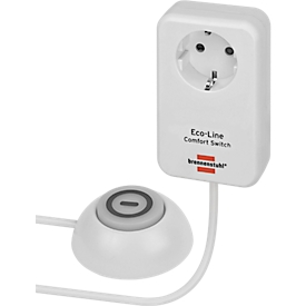 Brennenstuhl Comfort Switch Adapter EL CSA 1, Steckdose mit beleuchtetem Fußschalter, 3500 W, erhöhter Berührungsschutz, L 82 x B 82 x T 82 mm, weiß