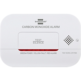 Brennenstuhl Détecteur de monoxyde de carbone/détecteur de CO CM A 3030, alarme 85 dB, affichage LED, signal optique et acoustique, L 120 x H 80 x P 37 mm, blanc, 2x piles AA incluses