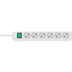 Brennenstuhl Eco-Line contactdoosstrook 6-voudig, 1,5 m kabel, 45° opstelling, verhoogde aanrakingsbeveiliging, L 360 x B 90 x D 65 mm, wit