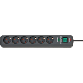 Brennenstuhl Eco-Line Steckdosenleiste 6-fach, Überspannungsschutz 13.500 A, 45°-Anordnung, 5 m Kabel, L 370 x B 70 x T 110 mm, anthrazit