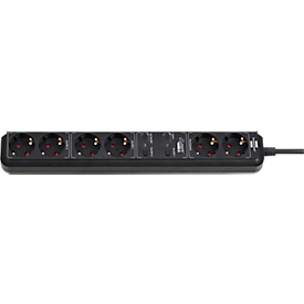 Brennenstuhl Eco-Line WiFi-Steckdosenleiste 6-fach, 2 x 2 schaltbare Steckdosen, 2 Permanent-Steckdosen, App- und Sprachsteuerung, 1,5 m Kabel, L 450 x B 50 x T 100 mm, schwarz