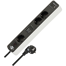 Brennenstuhl Ecolor stekkerdoos, 3-voudig, USB A/C, countdown timer, 1,5m kabel, 45° opstelling, zwart/wit