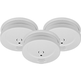 Brennenstuhl fire alarm set of 3 RM C 9010, 85 dB alarm signal, test button, replaceable 9V battery, ⌀ 100 x H 35 mm, white