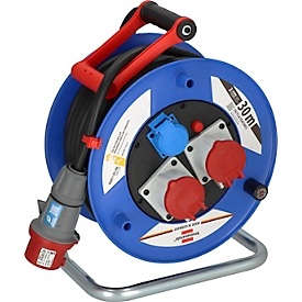 Brennenstuhl Garant CEE IP44 Kabeltrommel, 30m RN-Kabel, Industrie/Baustelle, 400V, Sicherheitsabschaltung, Blau/Rot