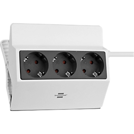 Brennenstuhl klemmbare Steckdosenleiste, 3 Schutzkontakt-Steckdosen, 45°-Anordnung, werkzeuglose Klemmvorrichtung, L 195 x B 105 x T 140 mm, anthrazit/weiß
