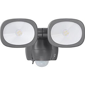Brennenstuhl LED Projecteur extérieur LUFOS 420, LED OSRAM, détecteur de mouvement 180°, fonctionnement sur piles, 2x 240 lm, IP44, gris
